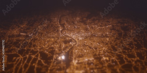 Schilderij op canvas Street lights map of Springfield (Massachusets, USA) with tilt-shift effect, view from south