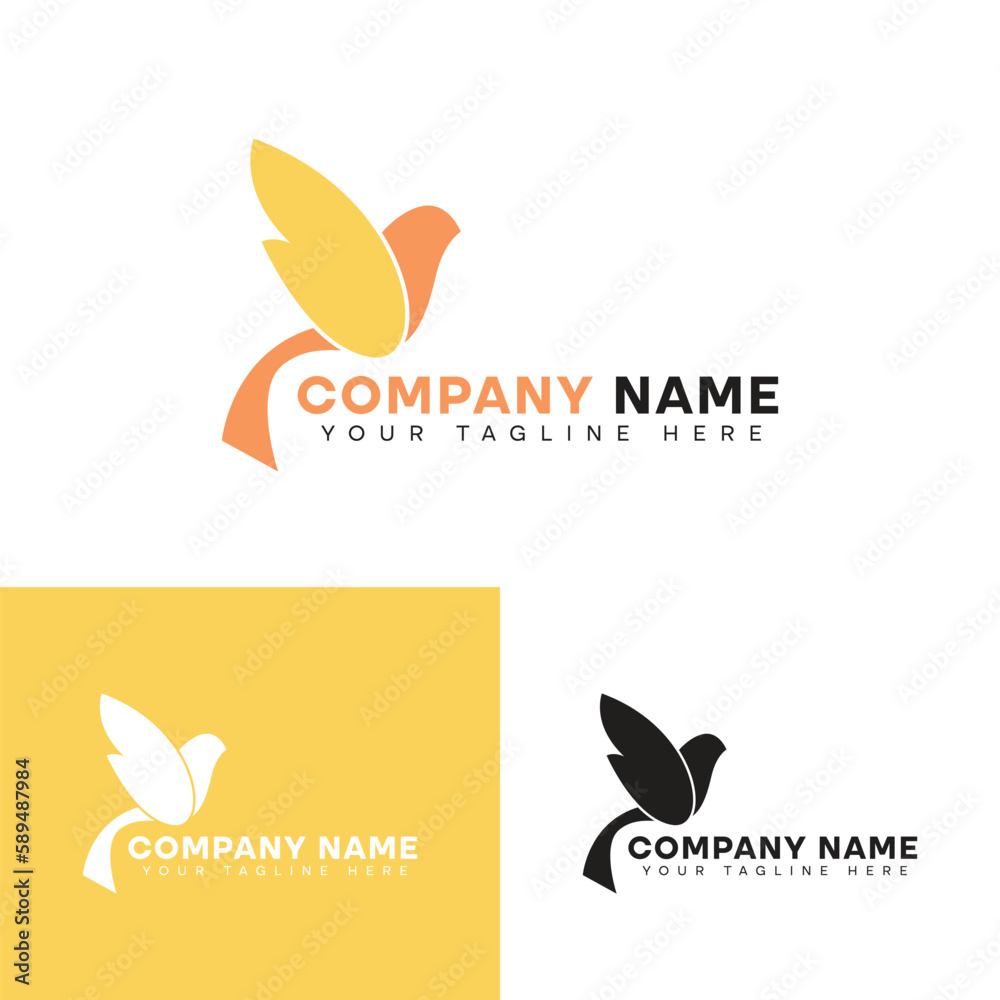 Bird logo, sparrow symbol, vector illustration