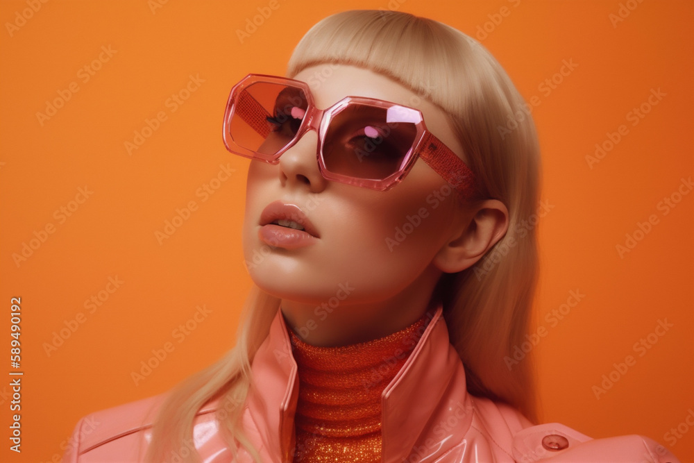 woman creative latex beauty hat portrait artwork glasses colourful art fashion. Generative AI. woman creative latex beauty hat portrait artwork glasses colourful art fashion. Generative AI.