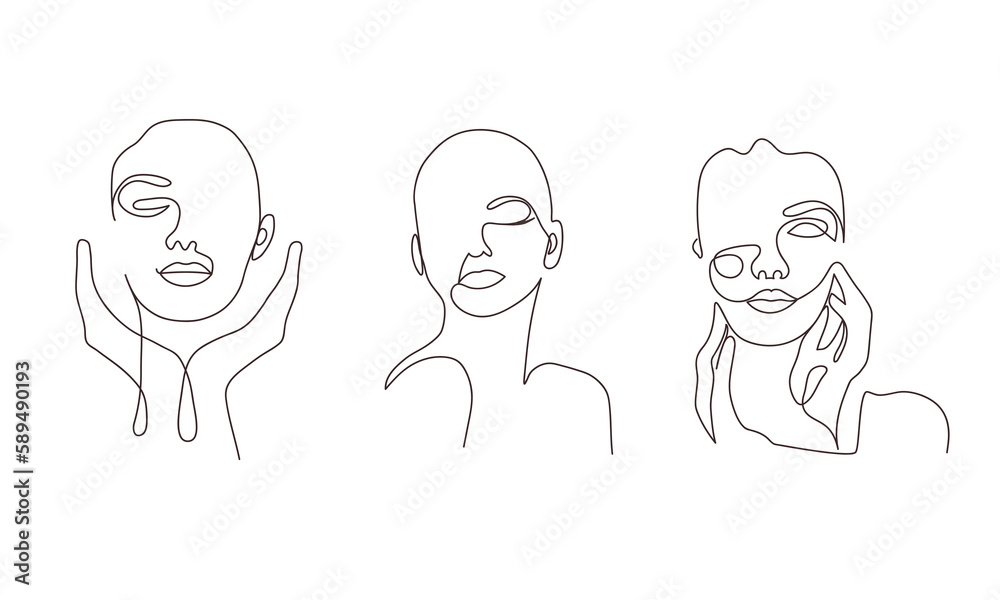 Abstract poster with minimal woman face. vector Abstract poster with minimal woman face. vector