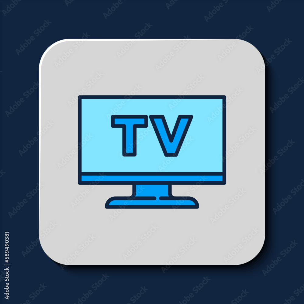 Filled outline Smart Tv icon isolated on blue background. Television sign. Vector Filled outline Smart Tv icon isolated on blue background. Television sign. Vector