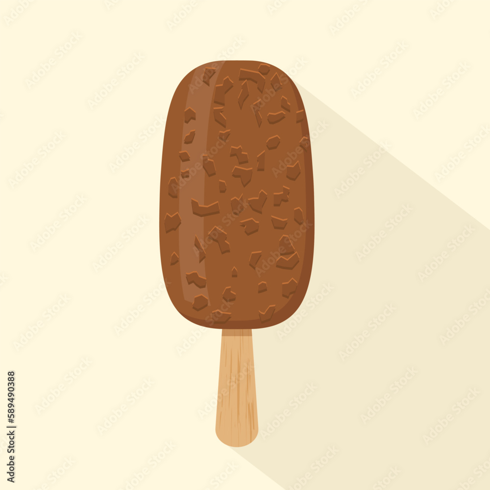 chocolate ice cream on a stick - vector illustration