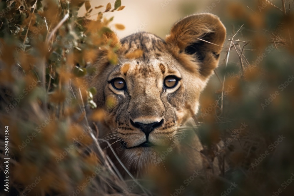 Baby wildlife in the green forest