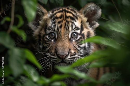 Baby wildlife in the green forest