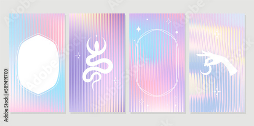 Fluid gradient background vector. Cute and minimalist style posters, Photo frame cover with pastel colorful geometric shapes and liquid color. Modern wallpaper design for social media, idol poster.