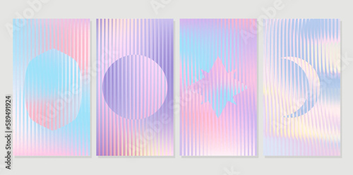 Fluid gradient background vector. Cute and minimalist style posters, Photo frame cover with pastel colorful geometric shapes and liquid color. Modern wallpaper design for social media, idol poster.
