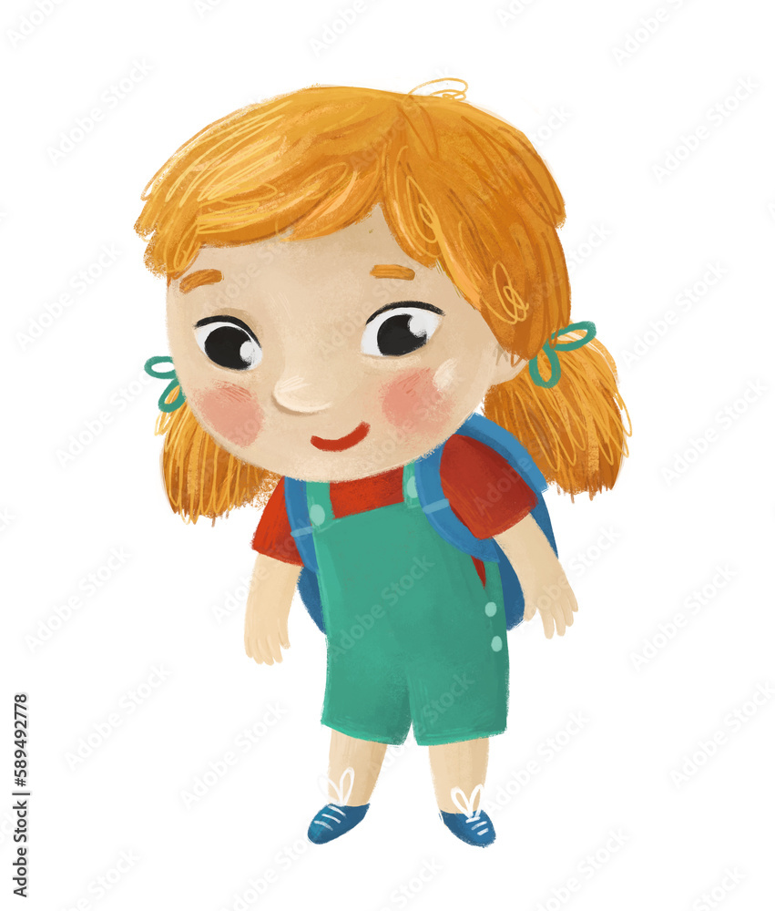 cartoon child kid girl pupil going to school learning childhood illustration for kids cartoon child kid girl pupil going to school learning childhood illustration for kids