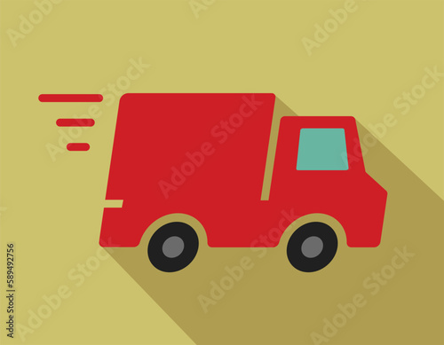 delivery van or truck, simple icon, vector illustration