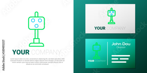 Line Train traffic light icon isolated on white background. Traffic lights for the railway to regulate the movement of trains. Colorful outline concept. Vector