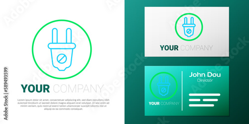 Line Electric plug icon isolated on white background. Concept of connection and disconnection of the electricity. Colorful outline concept. Vector