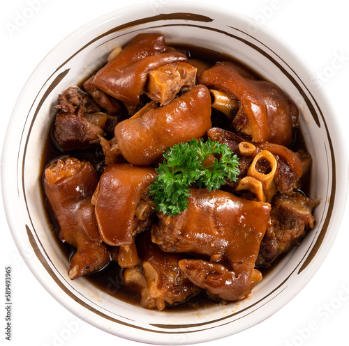 Taiwanese traditional food pork knuckle isolated for Chinese Lunar New Year meal.