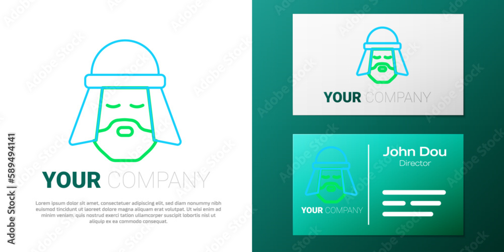 Line Egyptian man icon isolated on white background. Colorful outline concept. Vector