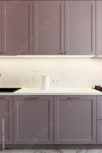Kitchen furniture in a modern style in a new apartment