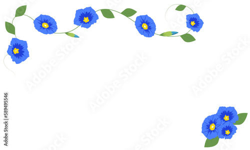 Floral Frame with Blue Flowers, Border, Corner, Nature, vintage
