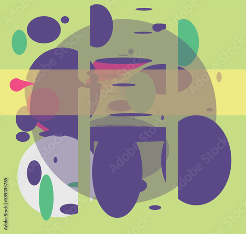 The geometric composition consists of many circles. Some of them are distorted, are the focus of attention.