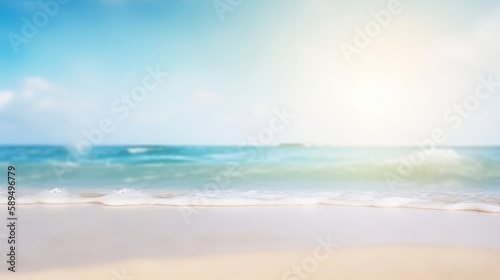 Summer ocean beach background. Illustration AI Generative.