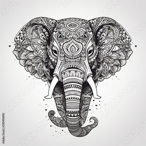 Elephant in mandala style. Illustration AI Generative.
