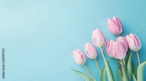 Tulip flowers background. Illustration AI Generative.