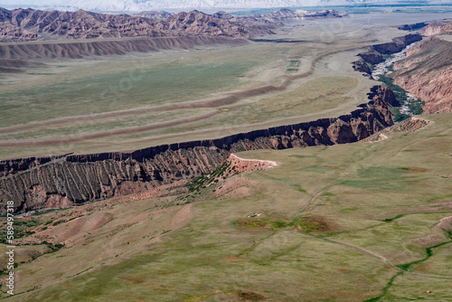 Landscape along the At-Bashy Range, Naryn Region, Kyrgyzstan photo