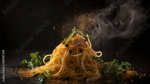 Hot pasta. Illustration AI Generative.