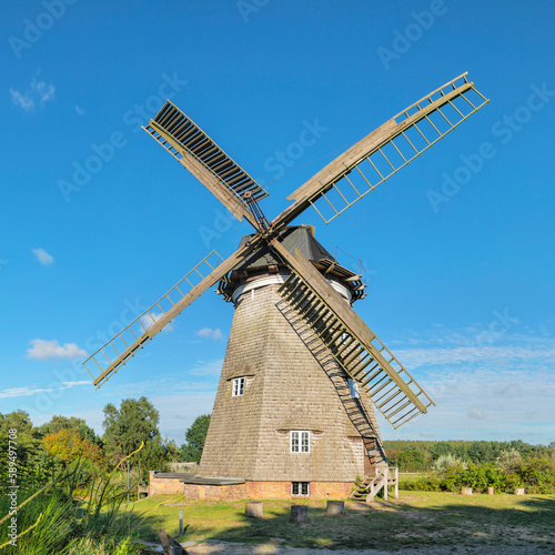 Windmill near Benz, Achterland, Usedom Island, Baltic Sea, Mecklenburg-Western Pomerania, Germany