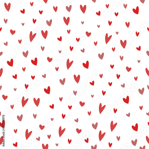 Seamless vector pattern. Red and pink hearts. Valentine's Day background 