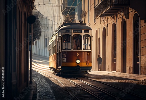 A tram in Lisbon. Generative AI