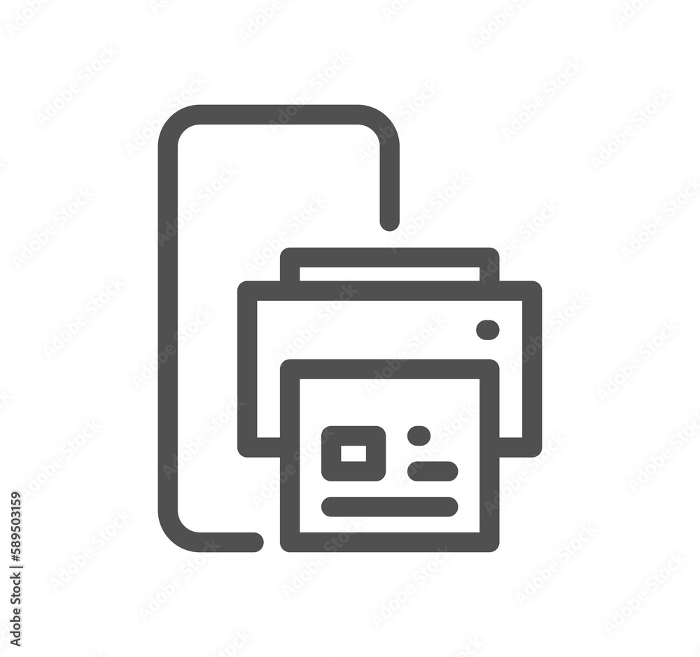 Mobile apps and technology icon outline and linear symbol.
Mobile apps and technology icon outline and linear symbol.