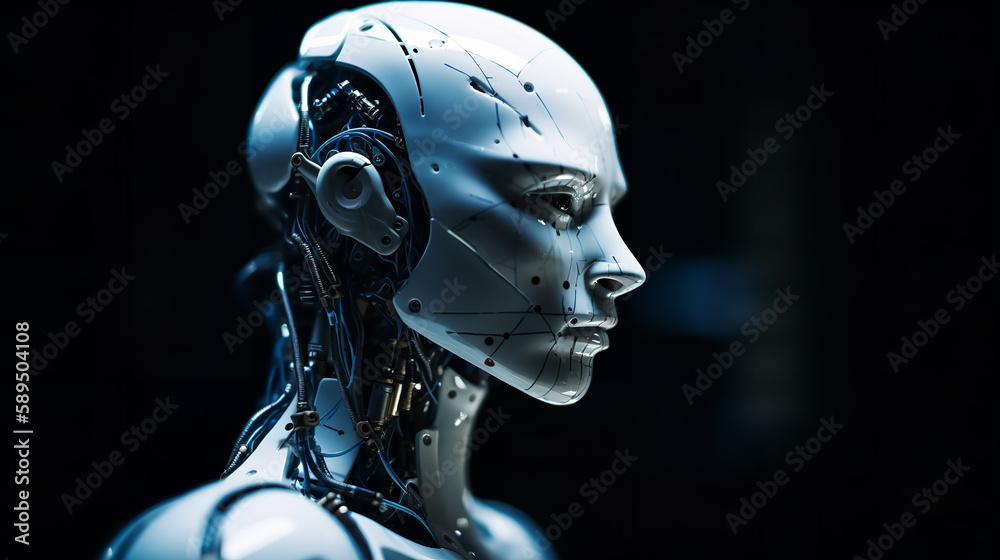 close up portrait photo of incomplete humanoid android, covered in white porcelain skin close up portrait photo of incomplete humanoid android, covered in white porcelain skin