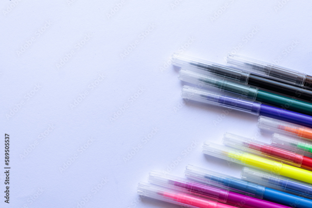 Fototapeta premium Coloring tool markers white background