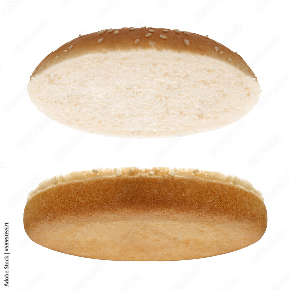 Bułka do hamburgera izolowana na białym tle. Kolekcja.