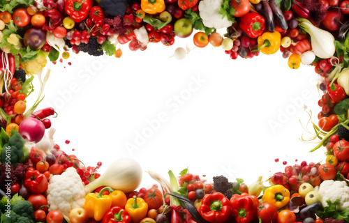 Fresh Veggie Food Background: Vibrant Vegetable Frame HD. Generative AI