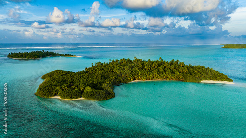 Aerial of little islands, Cocos (Keeling) Islands, Australian Indian Ocean Territory, Australia, Indian Ocean photo