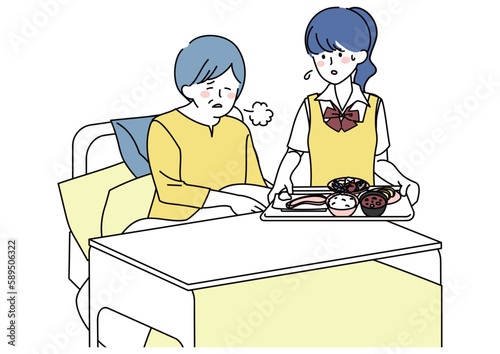 料理を運ぶ女子高校生