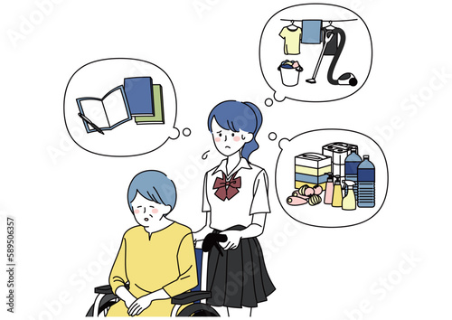 家事と介護に疲れる女子高校生