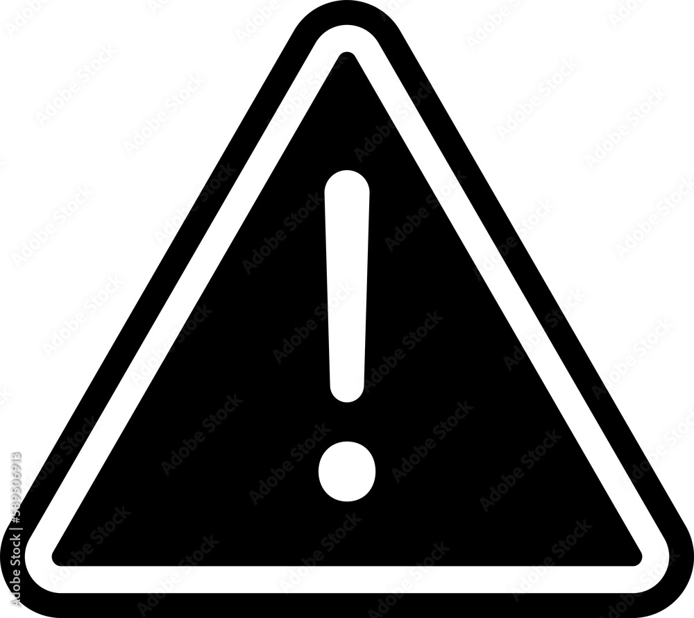 Warning triangle icon. Black caution warn in png. Warning sign with exclamation mark. Alert warn in triangle. Road sign alert. - obrazy, fototapety, plakaty 