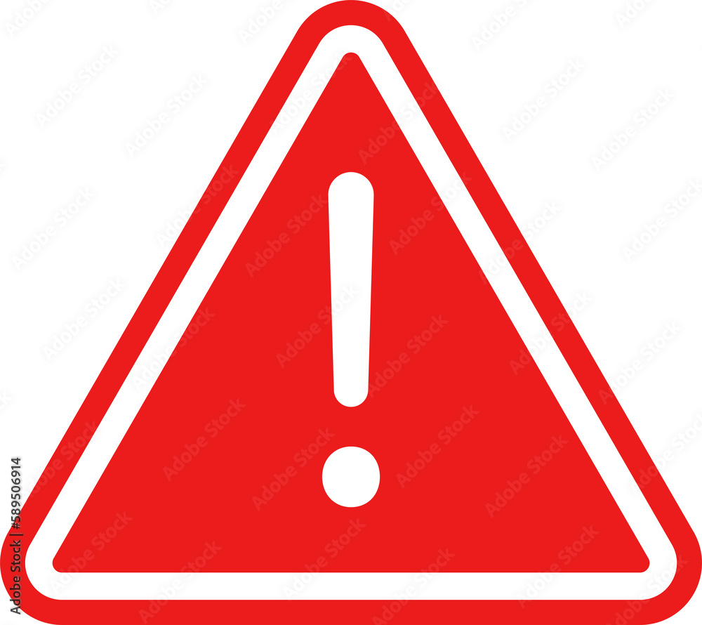Warning triangle icon. Red caution warn in png. Warning sign with ...