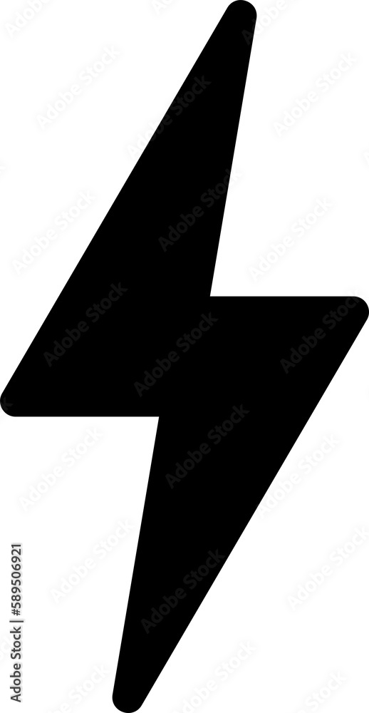 Black lightning bolt. Thunderbolt icon in png. Black charge symbol. Thunderbolt symbol. Energy