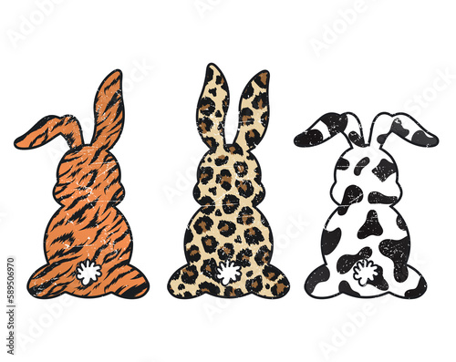 Retro Groovy Bunny Leopard Png 