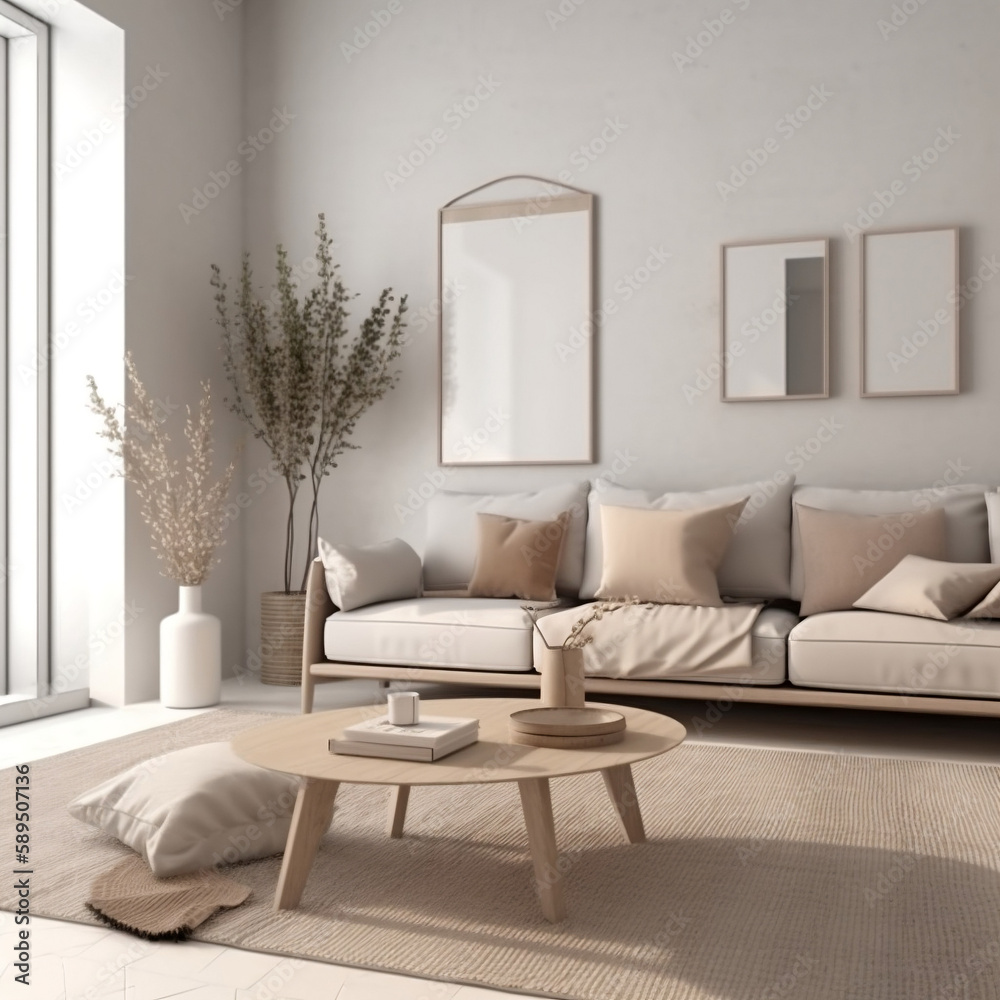 Living room aesthetic realestate mockup Generative AI Living room aesthetic realestate mockup Generative AI