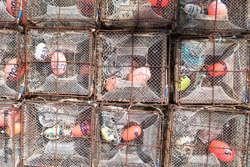 View of fishing nets at Unalaska port, Unalaska Island, Alasaka, United States. photo