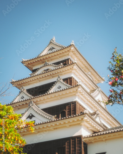 View of Ozu castle during koyo season, Ozu, Ehime, Shikoku, Japan. photo