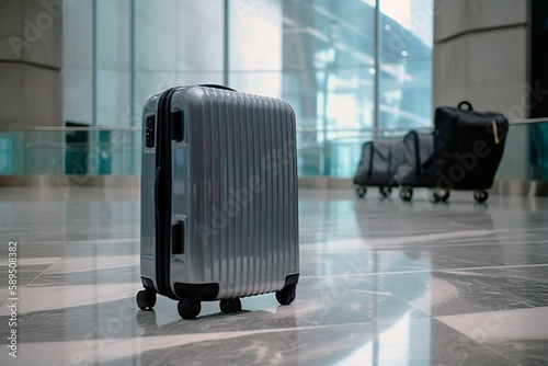 suitcase alone in terminal. generated with AI