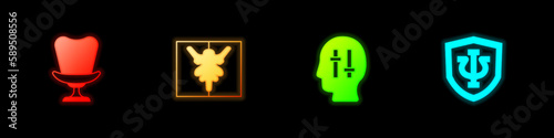 Set Armchair, Rorschach test, Solution to the problem and Psychology, Psi icon. Vector