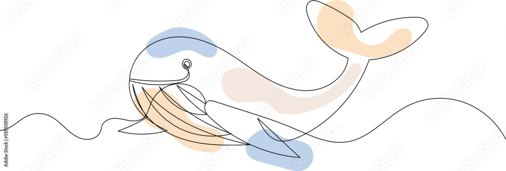 Fototapeta premium whale continuous line drawing isolated vector