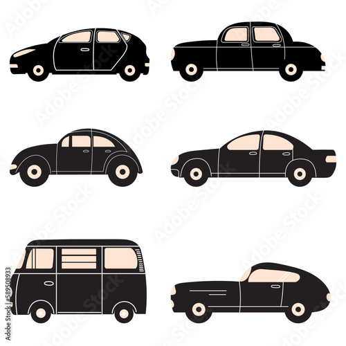 car silhouette set on white background  vector