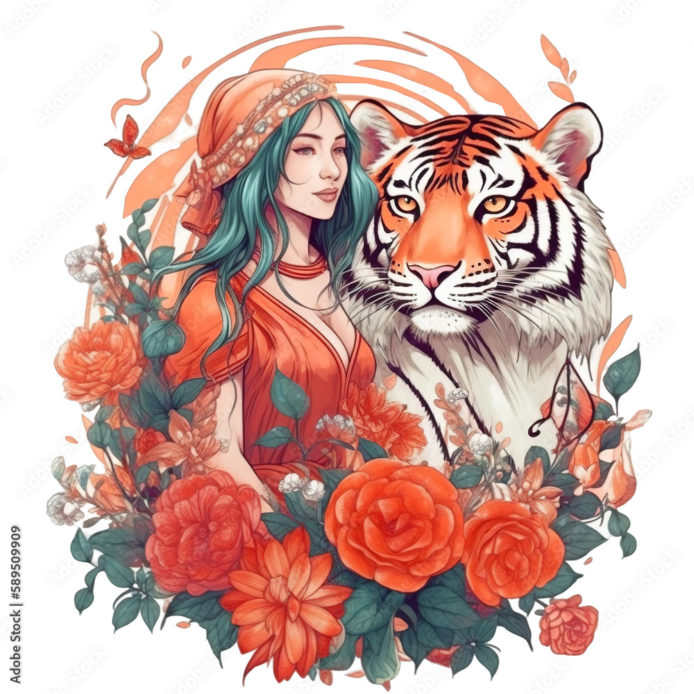 Obraz premium Beautiful Tiger Goddess Bundle