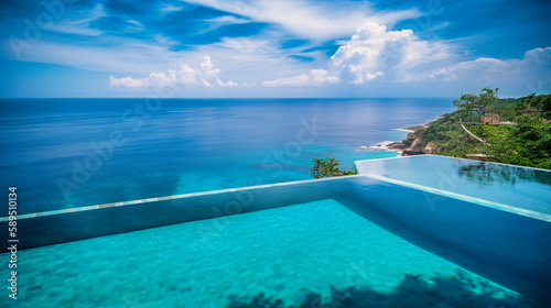 ultimate relaxation in a summer oasis with a luxurious infinity pool offering a stunning  never-ending view