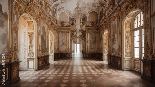 A Baroque-style palace with opulent interiors and gi Generative AI photo