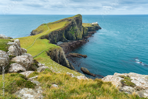 Neist Point lighthouse, Isle of Skye, Inner Hebrides, Scotland photo